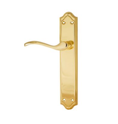 Micel Door Handle Set with Steel Plate and Aluminium Handle, Brass Finish, 250 x 45 mm