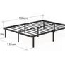 Double Bed Frame 4ft6 135 x 190 cm 14.2 Height - Metal Bed Base with Steel Slat Support Easy Assembly Black Image 2