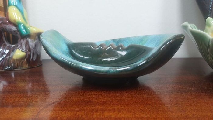Stunning Vintage Mid Century Modern Ceramic Ashtray in the Most Amazing Turquoise Green and Brown Glaze, Grand River Pottery, Fergus, Canada- A Tobacciana Collector's Dream Piece!