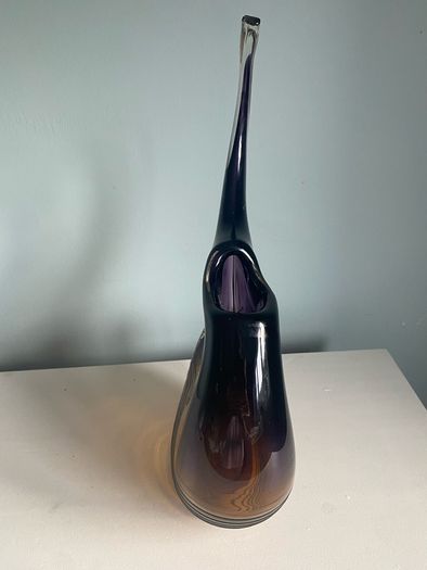 Contemporary large  15 1/4 inch heavy  studio glass vase