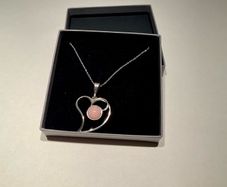 sterling silver 925  love heart pendant with pink stone