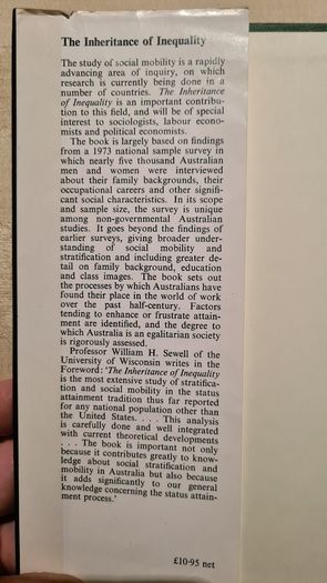 The Inheritance Of Inequality. By Leonard Broom. F. L. Jones. Patrick Mcdonald. Trevor Williams. Rare First Edition. 1980. Hardback With Dustjacket In Very Good Condition.