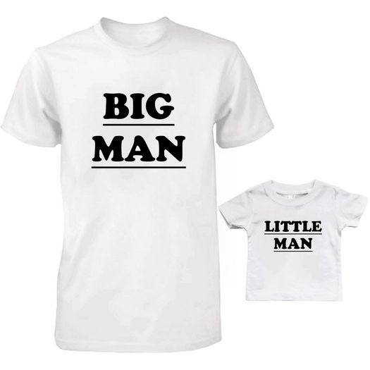 Funny Cute Daddy And Baby Matching T-shirts Set - Big-little Man