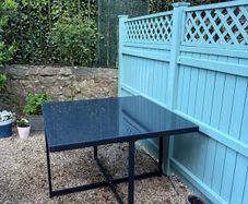 garden table and four chairs