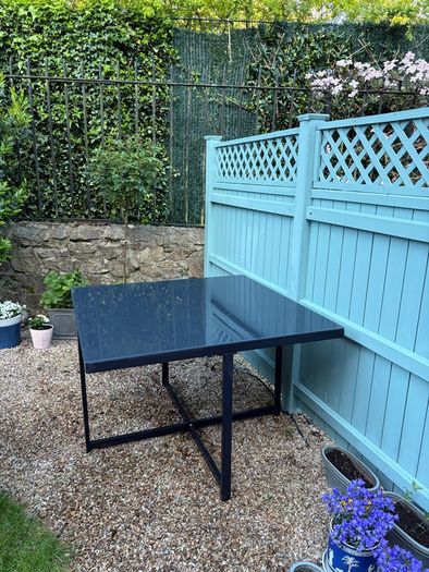 garden table and four chairs