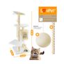Cat Scratching Tree with Sisal Trunks for Claws, Kennel, Balls and Play Rope, Height 112 cm, with Lots of Cuddling and Playing Options Image 2