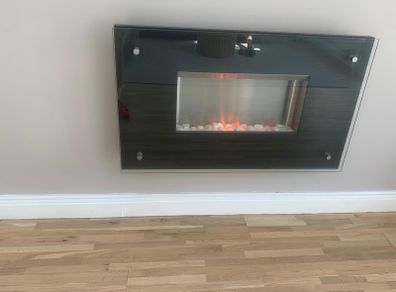 Modern wall-mounted electric fire.