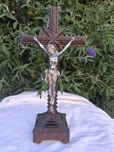 Art Nouveau Tramp Art Crucifix(Possibly WW1)