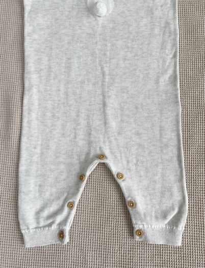 The Little White Company Organic Cotton Bunny Pom-Pom Knitted Romper 6-9 Months