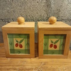 wooden storage boxes and picture frames