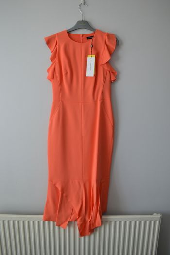 Karen Millen Frilly Dress SIZE 10 Coral