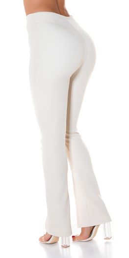 Trendy Highwaist pants with Cuts BlogerStyle BEIGE fits s sm