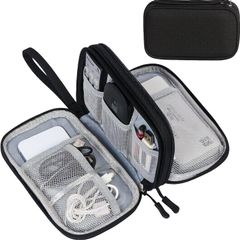 Electronics Accessories Organiser Bag, Travel Cable Organizer Bag Pouch Portable Waterproof Double Layers All-in-One Carry Travel Bag for Cable, Cord, Charger, Phone, Earphone M-Black