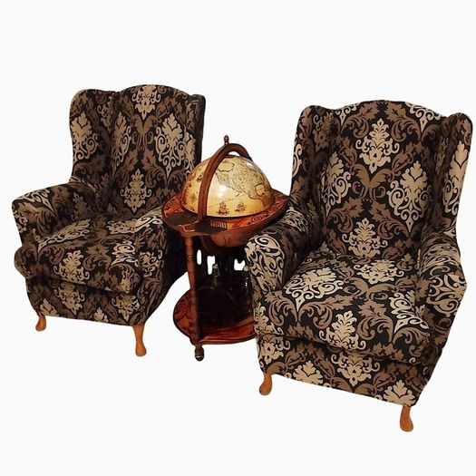 2 wing armchair covers black beige