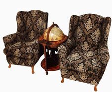 2 wing armchair covers black beige
