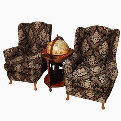 2 wing armchair covers black beige
