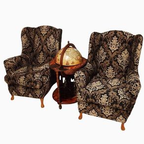 2 wing armchair covers black beige