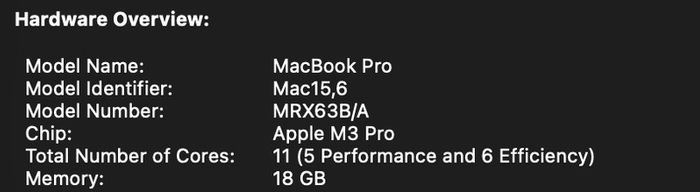 Macbook Pro - M3 Pro Chip - 18GB Ram - 512GB SSD