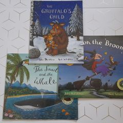 Julia Donaldson books: The gruffalo's child, Room on the broom, the snail and the whale (this book is now sold)