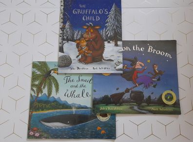 Julia Donaldson books: The gruffalo's child, Room on the broom, the snail and the whale (this book is now sold)