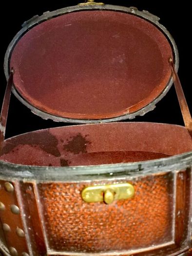 Leather covered antique box with brass