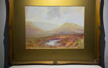 Helen Holness Original Antique Watercolour - Saddle Tor, Dartmoor - Swept Gilt Frame