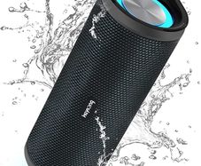 Portable Bluetooth Speaker, Waterproof Wireless Outdoor Speakers with LED Light, Enhanced Bass, IPX7, 40H Play, TF Card, True Wireless Stereo for Beach, Boat, Pool, Bike, Shower, Gifts for Men (FREE POSTAGE)