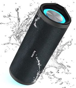Portable Bluetooth Speaker, Waterproof Wireless Outdoor Speakers with LED Light, Enhanced Bass, IPX7, 40H Play, TF Card, True Wireless Stereo for Beach, Boat, Pool, Bike, Shower, Gifts for Men (FREE POSTAGE)