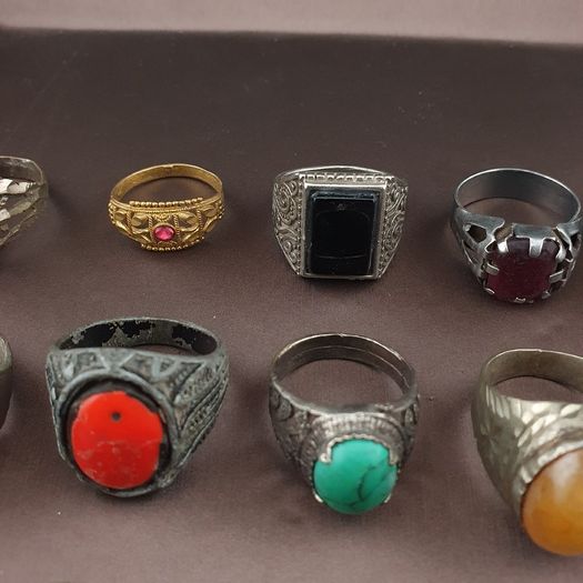 Antique Brass Ring Collection 15 Mixed Vintage Handmade Rings