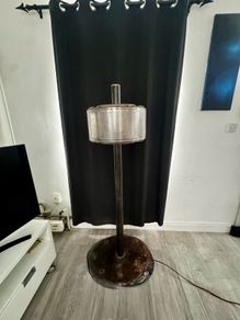 Original custom-made washing machine drum freestanding light - all made from Pure metal