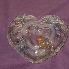 German made Walther Glass  Heart Shaped Trinket Bowl