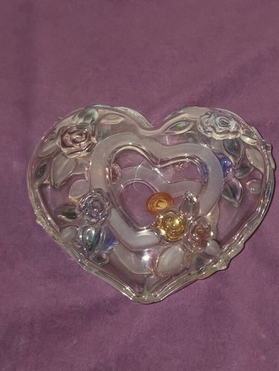 German made Walther Glass  Heart Shaped Trinket Bowl