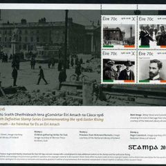 2016 Ireland Stampa Public Souvenir "The Aftermath" from Definitive Series 1916 Rising Commemorative Stamps Miniature Sheet Overprinted for Stampa Mint Never Hinged (MNH)