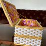 Vintage 1960s Sewing Hobby Box Flower Power Purple and Orange Image 5