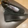 Marco Moreo Milano Black Swede Wedged Platform Shoes with ankle strap and lovely diamante detailS on toe and heels - Size 38 Image 3