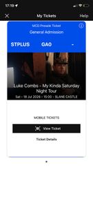 Luke Combs supported by the Script in Slane Ticket