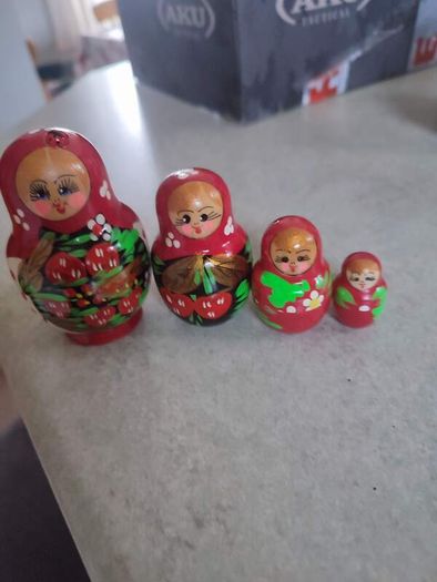 Matryoshka doll "Ladybug Red" Hand Painted Russian Dolls set of 4