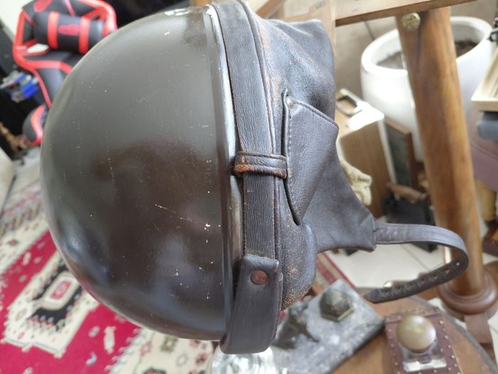 Antique French half shell motorcycle helmet by Geno Paris France