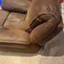 Reclining Arm chair real suede leather, manual recliner Image 6