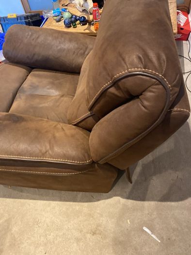 Reclining Arm chair real suede leather, manual recliner