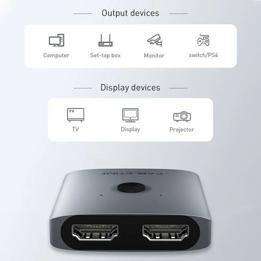 Cabletime 4K@60Hz HDMI 2.0 Bi-Directional Switch/KVM/Splitter Aluminum Alloy (Brand New/Warranty)