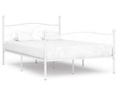 Bed Frame with Slatted Base White Metal 160x200 cm