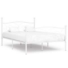 Bed Frame with Slatted Base White Metal 140x200 cm