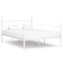 Bed Frame with Slatted Base White Metal 160x200 cm Image 5
