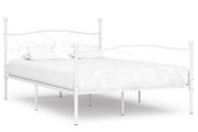 Bed Frame with Slatted Base White Metal 120x200 cm