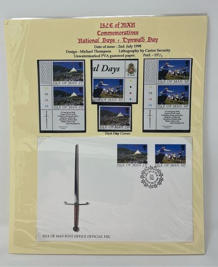 24 Beautifully written up Isle of Man display pages with lots of postcards and stamps. Maps, IOM TT and Manx cat noted