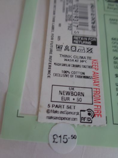 M&S Organic Sleepsuits x 5 for Sale