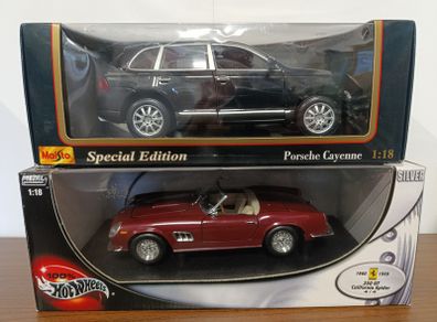 Maisto Porsche Cayenne and Hot Wheels Ferrari 250 GT 1:18 models