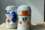 Vintage Porcelain Mug People Salt &amp; Pepper Shaker