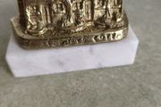 Decorative miniature of Irish cottage || made in Ireland || vintage solid brass on marble plinth.